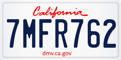 CA license plate 7MFR762