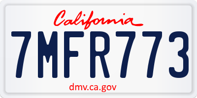 CA license plate 7MFR773