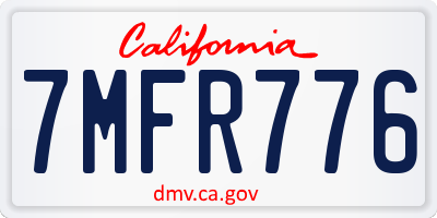 CA license plate 7MFR776
