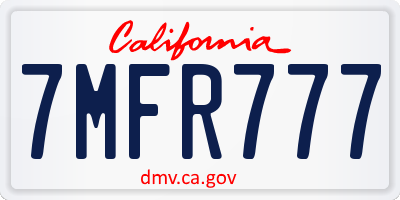 CA license plate 7MFR777