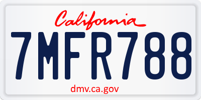 CA license plate 7MFR788