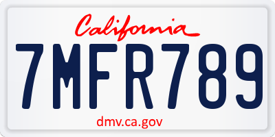 CA license plate 7MFR789
