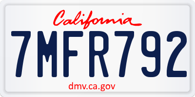 CA license plate 7MFR792