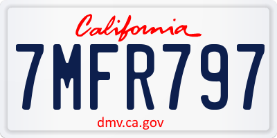 CA license plate 7MFR797