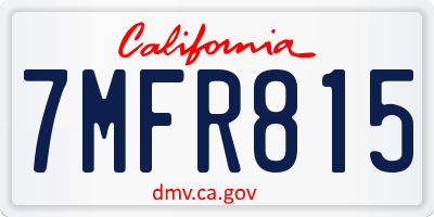 CA license plate 7MFR815