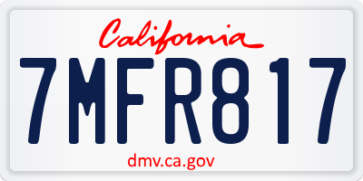 CA license plate 7MFR817