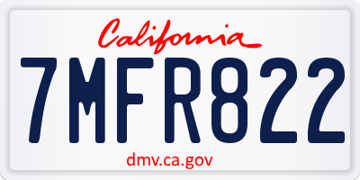 CA license plate 7MFR822