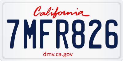 CA license plate 7MFR826