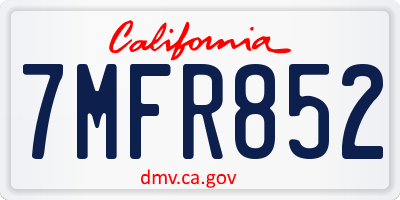 CA license plate 7MFR852