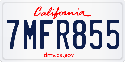 CA license plate 7MFR855