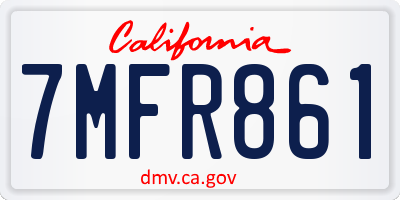 CA license plate 7MFR861