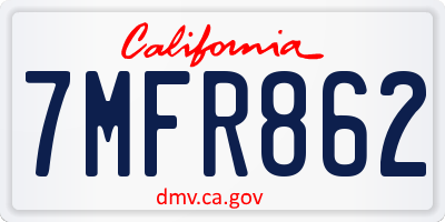 CA license plate 7MFR862