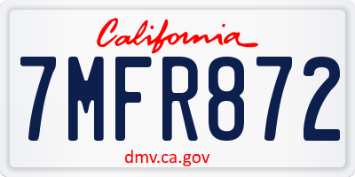 CA license plate 7MFR872