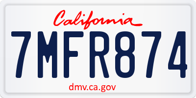 CA license plate 7MFR874