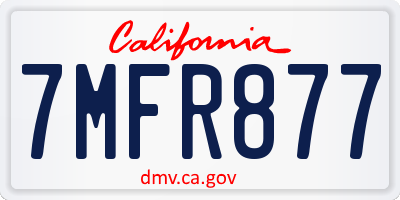 CA license plate 7MFR877