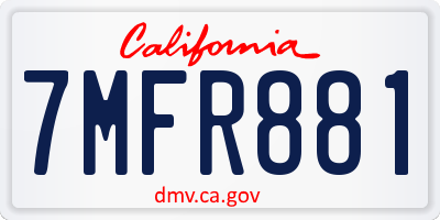 CA license plate 7MFR881