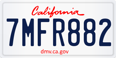 CA license plate 7MFR882