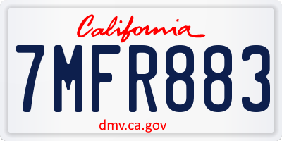 CA license plate 7MFR883