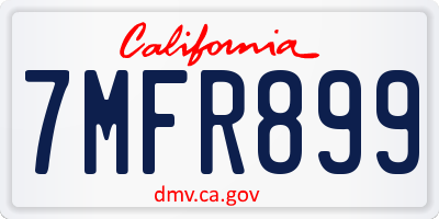 CA license plate 7MFR899