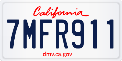 CA license plate 7MFR911