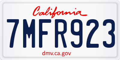 CA license plate 7MFR923