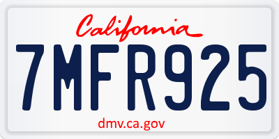 CA license plate 7MFR925
