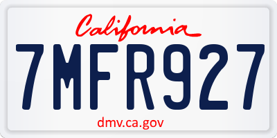 CA license plate 7MFR927