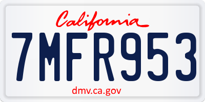 CA license plate 7MFR953