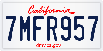 CA license plate 7MFR957