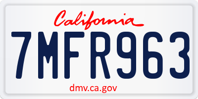 CA license plate 7MFR963