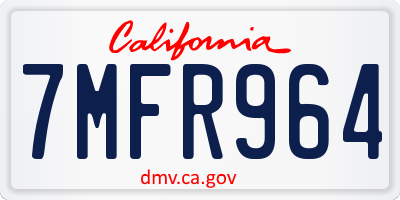 CA license plate 7MFR964