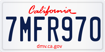 CA license plate 7MFR970
