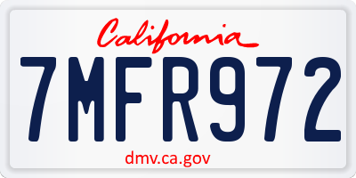 CA license plate 7MFR972