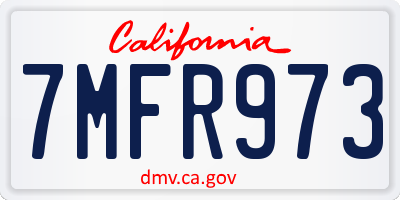 CA license plate 7MFR973