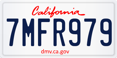 CA license plate 7MFR979