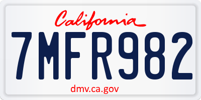 CA license plate 7MFR982