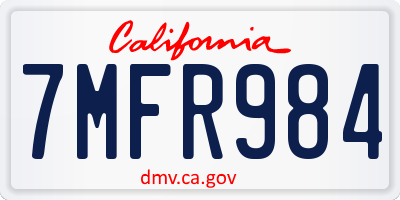 CA license plate 7MFR984