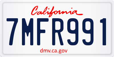 CA license plate 7MFR991