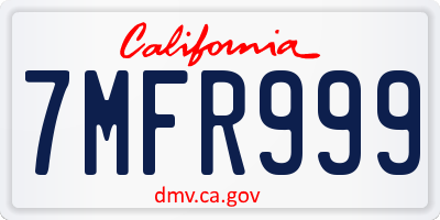 CA license plate 7MFR999