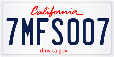 CA license plate 7MFS007