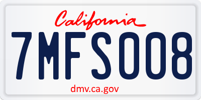 CA license plate 7MFS008