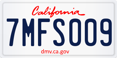 CA license plate 7MFS009