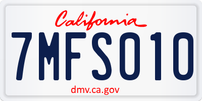 CA license plate 7MFS010