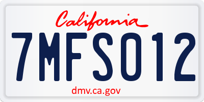 CA license plate 7MFS012