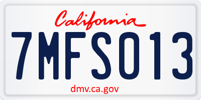 CA license plate 7MFS013