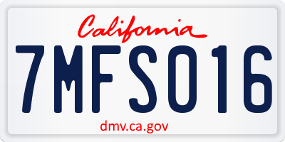 CA license plate 7MFS016