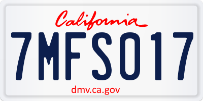 CA license plate 7MFS017