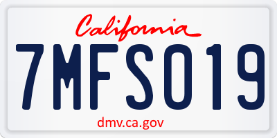 CA license plate 7MFS019