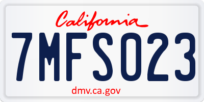 CA license plate 7MFS023