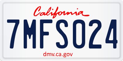 CA license plate 7MFS024